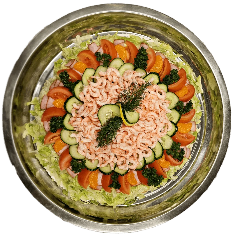Smörgåstårta med räkor och grönt